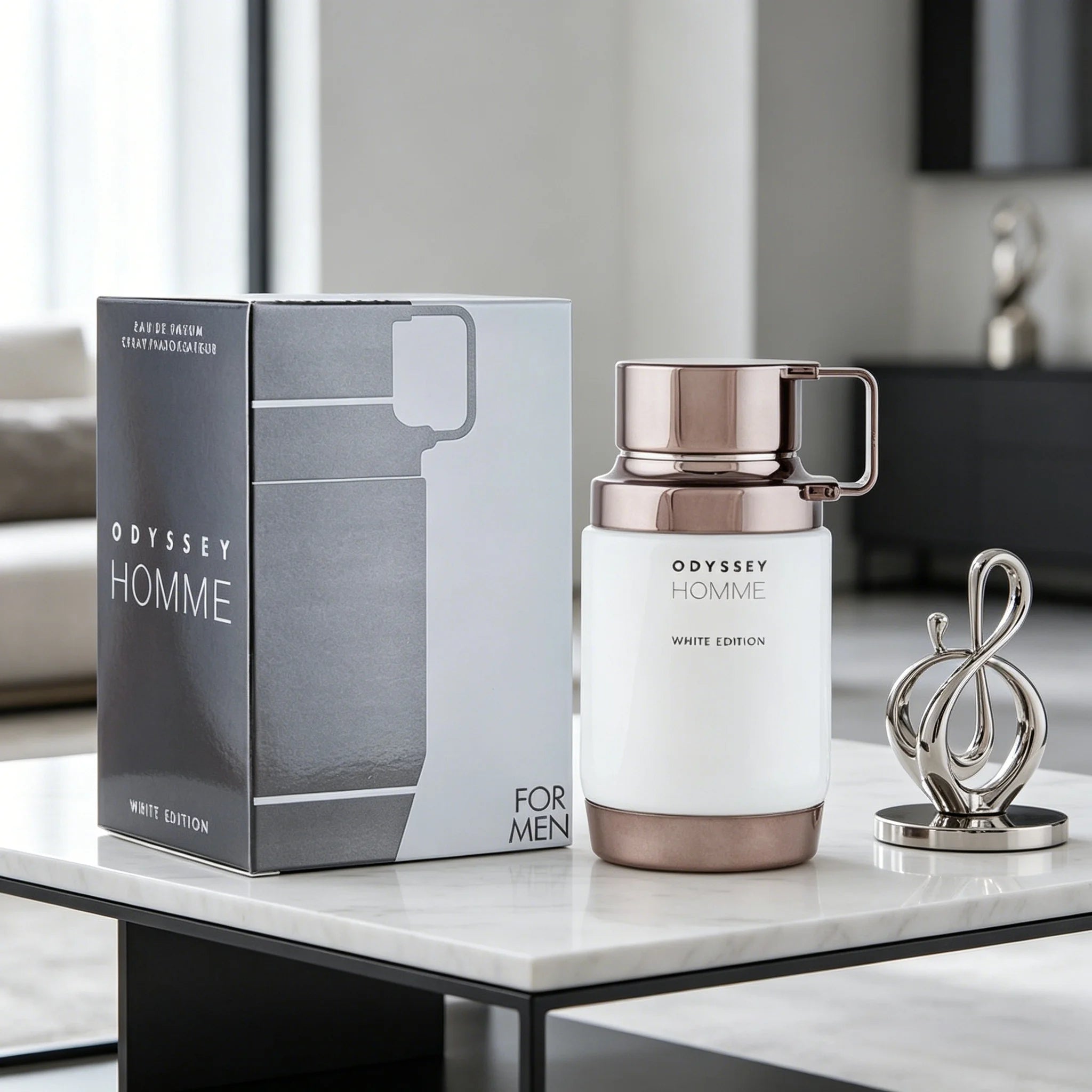 Odyssey Homme White Edition Men Eau De Parfum Thermos Style Bottle Rose Gold Trim Fresh Aquatic Woody Long Lasting Men Perfume Gift